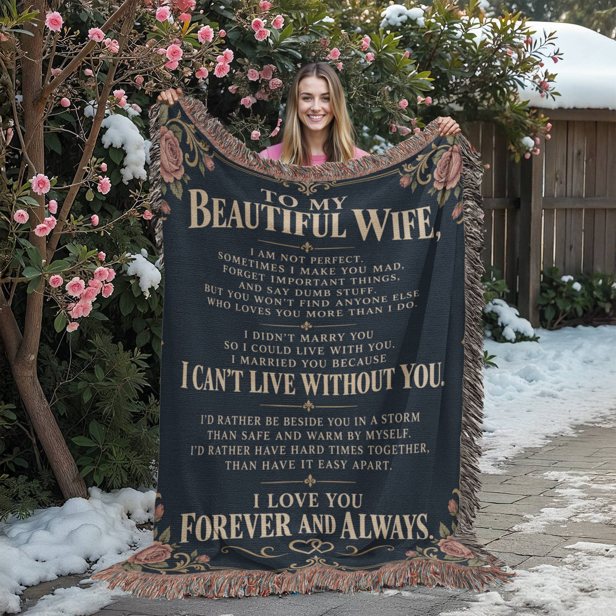 To My Beautiful Wife Heirloom Woven Blanket.