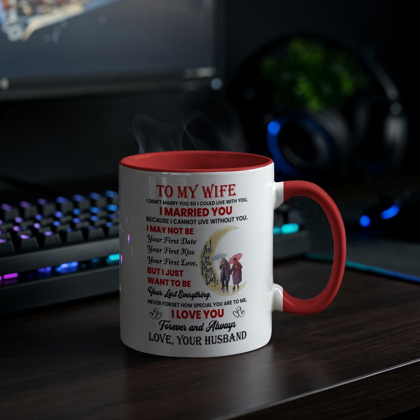 To My Wife Color Accent Mugs.