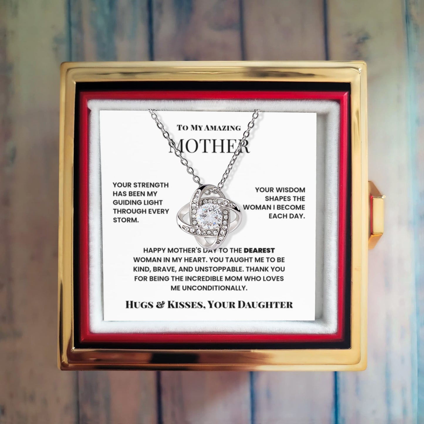 To My Amazing Mother | Mother's Day Love Knot Necklace.