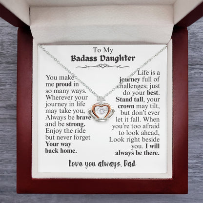 To My Badass Daughter Crown Pendant Necklace.