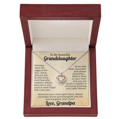 To My Beautiful Granddaughter Crown Pendant Necklace.