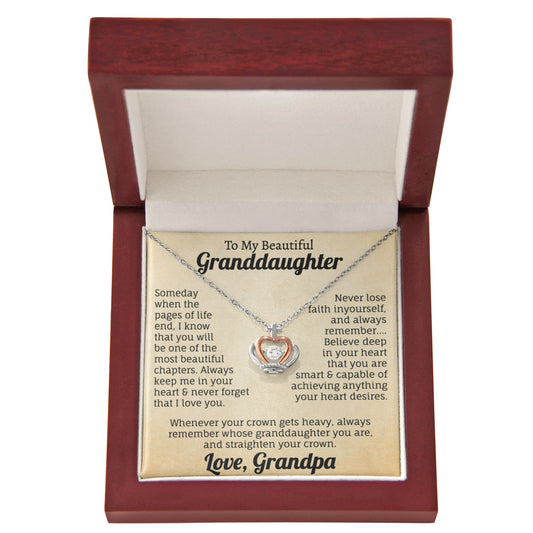 To My Beautiful Granddaughter Crown Pendant Necklace.