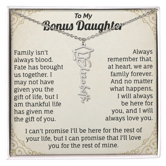 To My Bonus Daughter Personalized Graduation Cap Name Necklace.