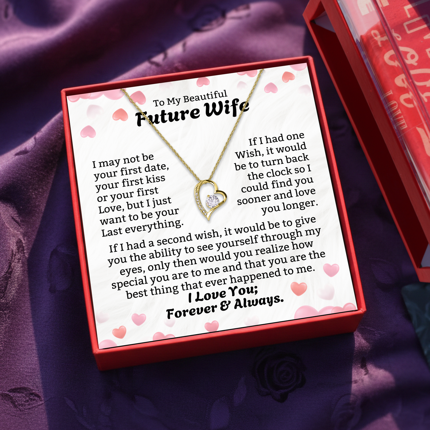 To My Future Wife Necklace With Luxury 10 Roses Box.